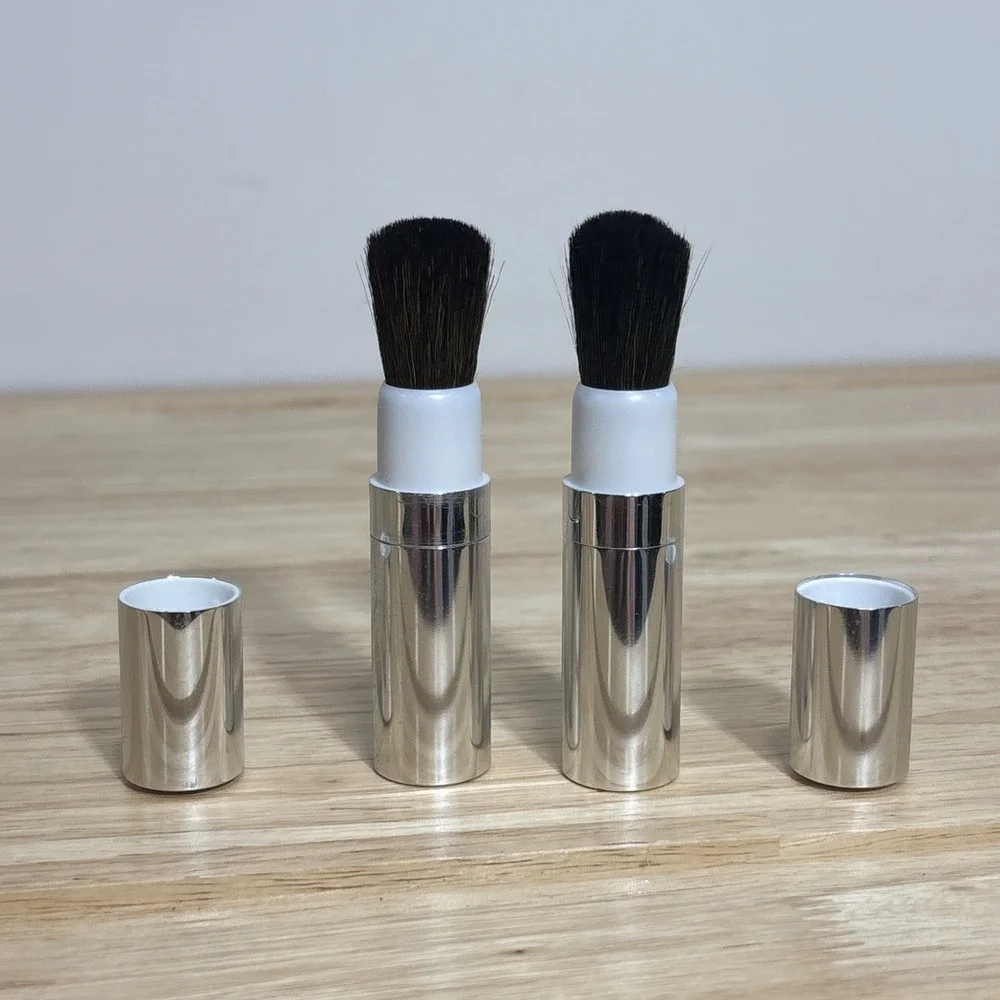 New Clinique Twist-Up Face Powder Blush Brush Makeup Travel Cosmetic Lot Of 2